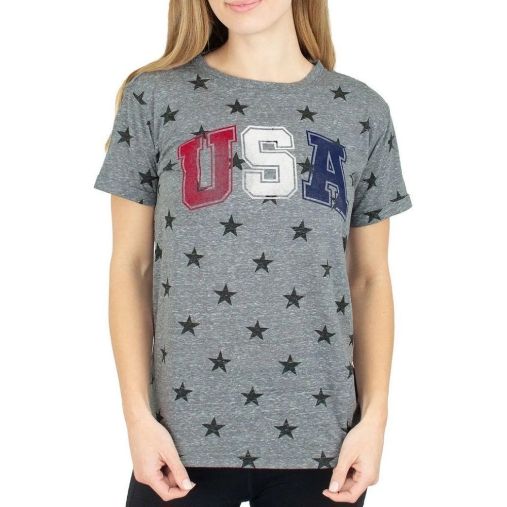 Royce Brand Women's Patriotic Heather Gray USA Stars Graphic XXL